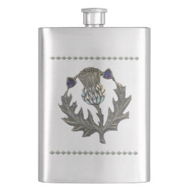 Silver Thistle on Stainless Flachmann