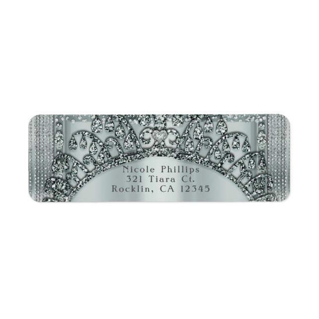 Silver Tiara Crown & Diamond Bling Einladung (Vorne)