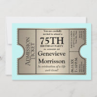 Silver Ticket Style 75. Geburtstagsparty Einladung
