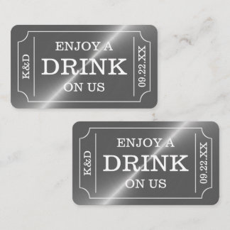 Silver Ticket Style "Enjoy a drink on us" Begleitkarte