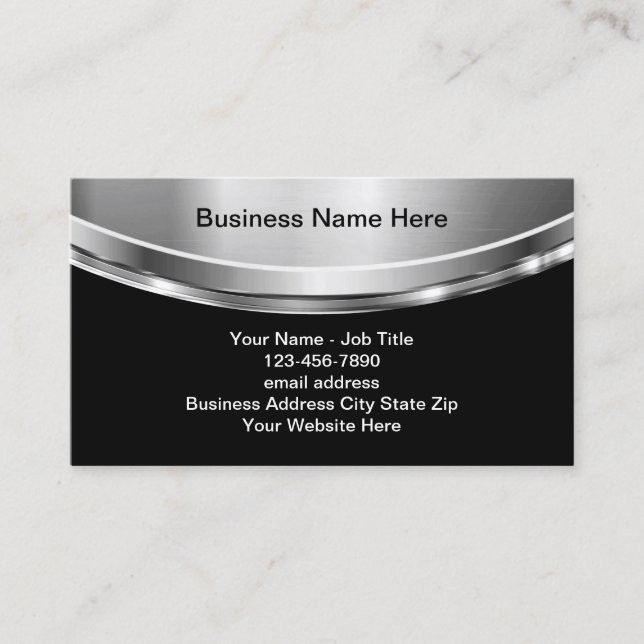Silver Tone Glossy Quality Business Cards Visitenkarte (Vorderseite)