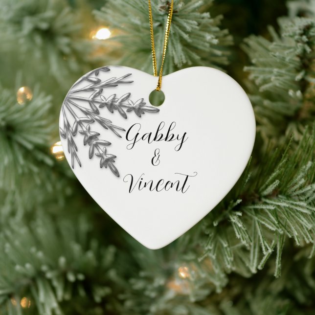 Silver Tone Snowflake Winterhochzeit Keramikornament (Baum)