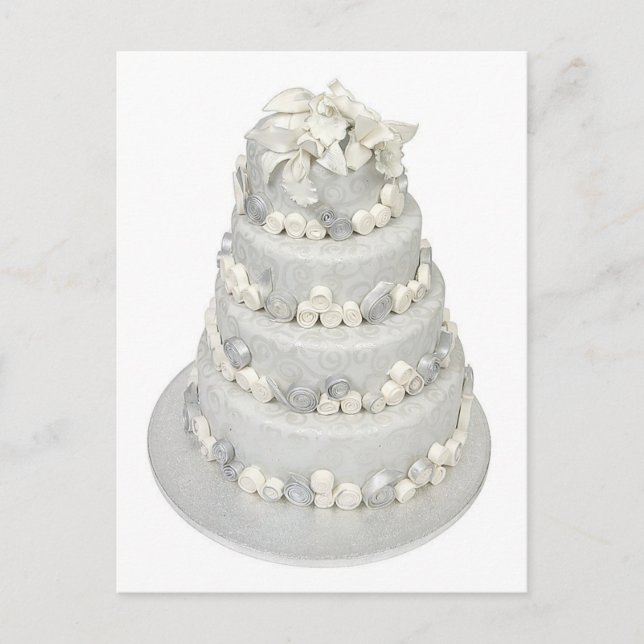 Silver Tone Wedding Cake Postkarte (Vorderseite)