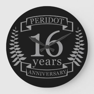 Silver Traditional wedding anniversary 16 years Große Wanduhr