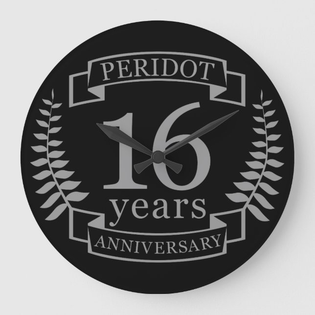 Silver Traditioneller Hochzeitstag 16 Jahre Große Wanduhr (Vorderseite)