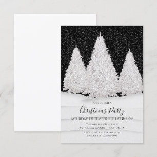 Silver Tree's Snowy Wintry Night Scene Weihnachten Einladung