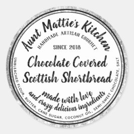 Silver Trim Artisan Gourmet Zutaten - Lebensmittel Runder Aufkleber
