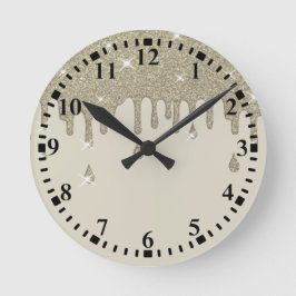 Silver Tropfen Glitzer Effekt & Glitzern Runde Wanduhr
