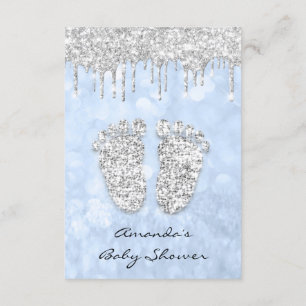 Silver Tropfens Blue Baby Boy Dusche Feet Einladung