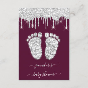 Silver Tropfens Burgundy Baby Boy Shower Feet Einladung