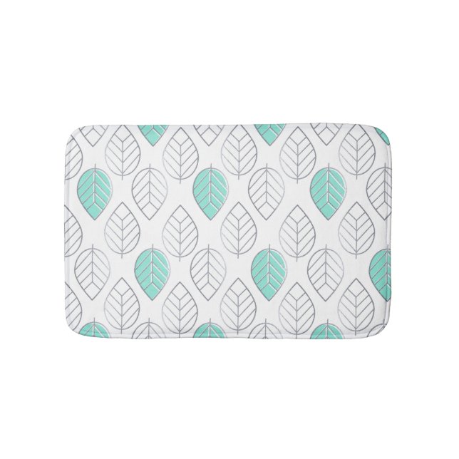 Silver & Turquoise Chic & Modern Leaf Design Badematte (Vorderseite)