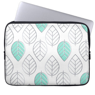 Silver & Turquoise Chic & Modern Leaf Design Laptopschutzhülle