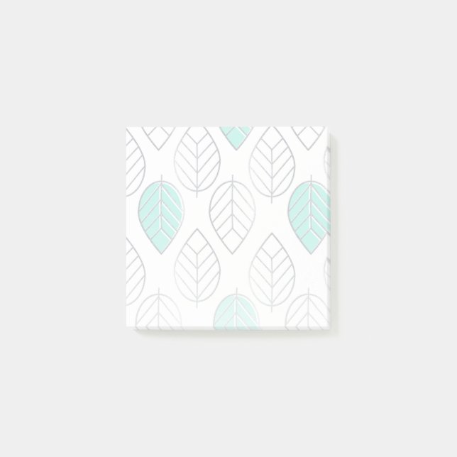 Silver & Turquoise Chic & Modern Leaf Design Post-it Klebezettel (Vorderseite)