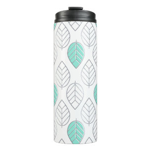 Silver & Turquoise Chic & Modern Leaf Design Thermosbecher