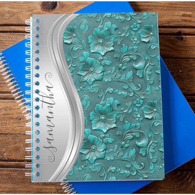 Silver Turquoise Imitats Toolted Leather Cowgirl Notizblock (Von Creator hochgeladen)