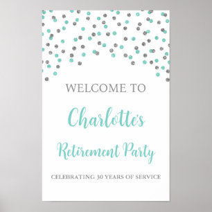 Silver Turquoise Retirement Party Custom 12x18 Poster