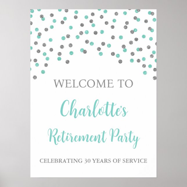 Silver Turquoise Retirement Party Custom 18x24 Poster (Vorne)