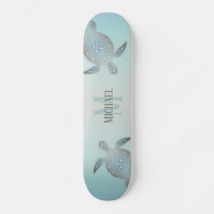 Silver Turtles Beach Style Monogramm Ihr Name Skateboard