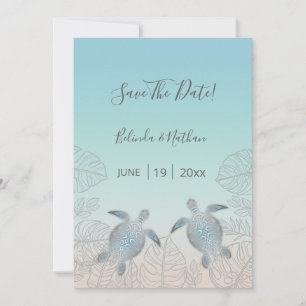 Silver Turtles Beach Style Save the Date Card Einladung