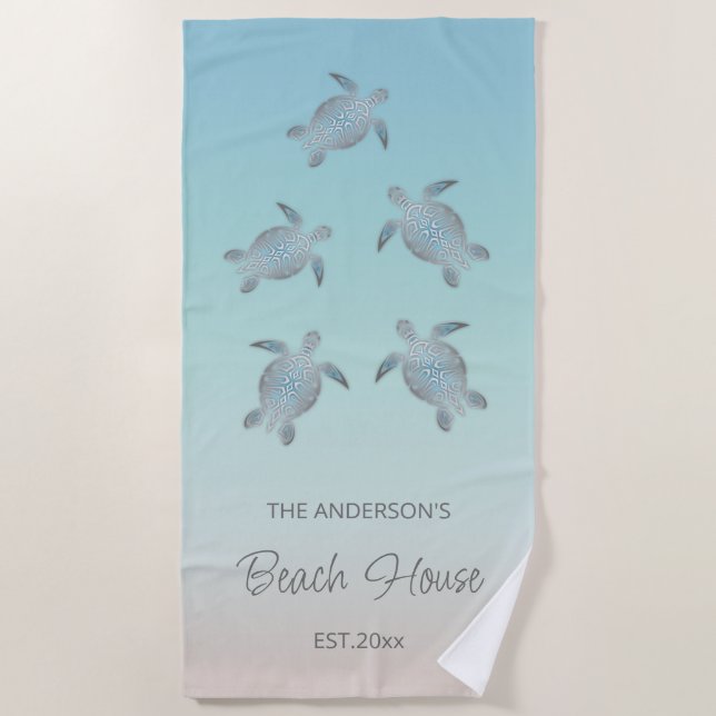 Silver Turtles Beach Style Strandtuch (Vorderseite)