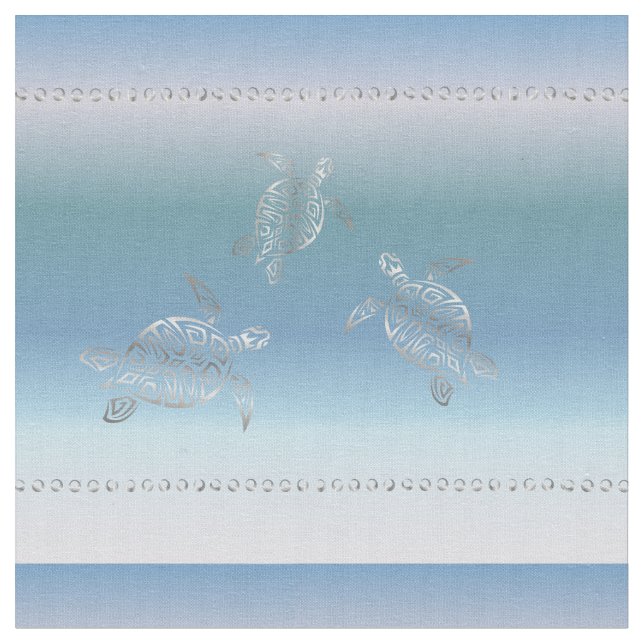 Silver Turtles Blue Gradient Pattern Stoff (Nahaufnahme)