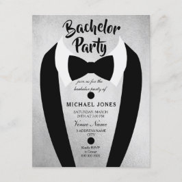 Silver Tuxedo Bow Krawatte Bachelor Party Einladun Einladung