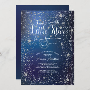 Silver Twinkle Little Star Baby Dusche Einladung