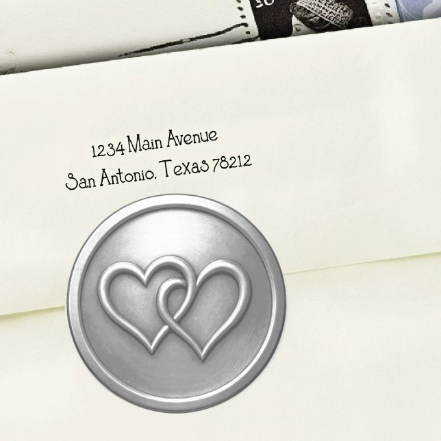 Silver Two Hearts Intertwined Wedding Runder Aufkleber (Von Creator hochgeladen)