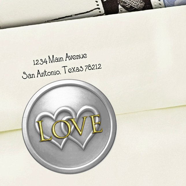Silver Two Hearts Intertwined Wedding Runder Aufkleber (Von Creator hochgeladen)