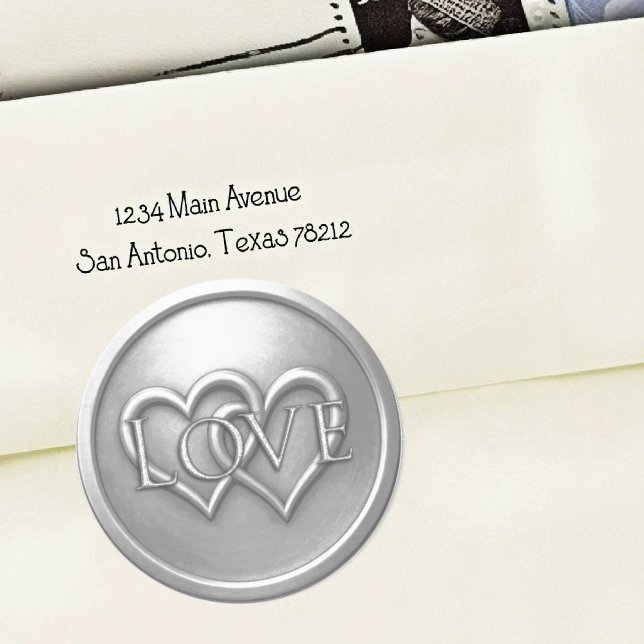 Silver Two Hearts Intertwined Wedding Runder Aufkleber (Von Creator hochgeladen)