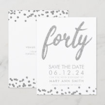Silver Type 40. Geburtstag Rett Date Confetti