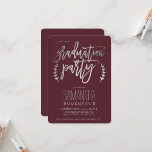 Silver typography burgundy Graduierungsparty Einladung