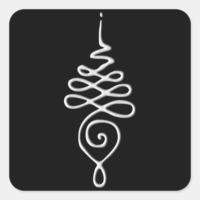 Silver Unalome  Quadratischer Aufkleber (Vorderseite)