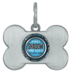 Silver und Baby Blue   Pet ID Tag personalisieren Tiermarke