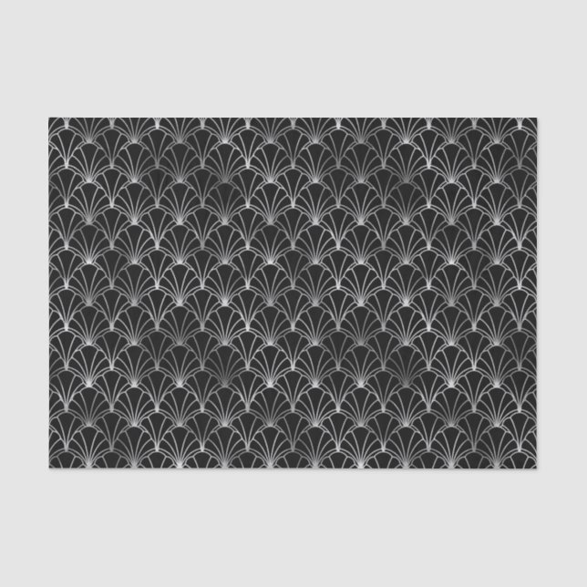 Silver und Black Art Deco Muster Seidenpapier (Vorderseite)