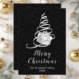 Silver und Black Ribbon Geschenk Frohe Weihnachten