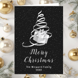 Silver und Black Ribbon Geschenk Frohe Weihnachten