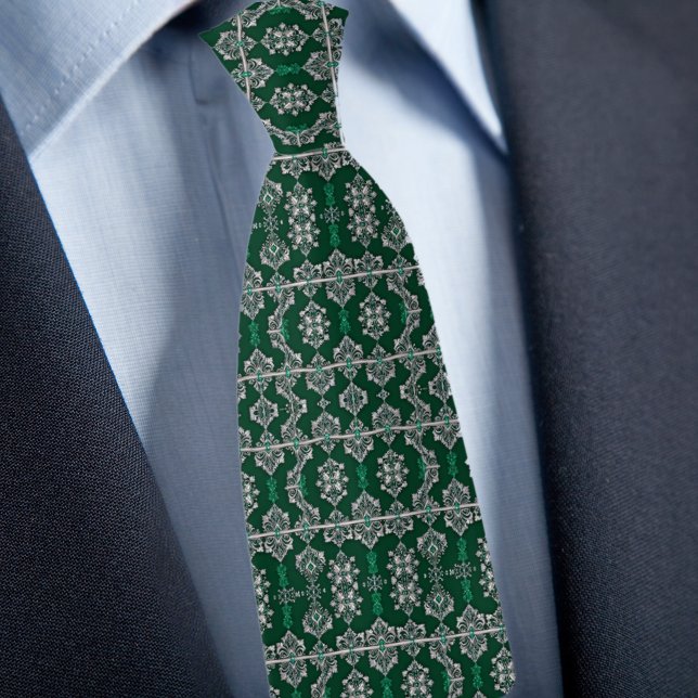 Silver- und Emerald Lacey-Muster Krawatte (Von Creator hochgeladen)