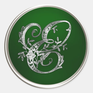 Silver und Emerald Monogram E Umschlag Aufkleber