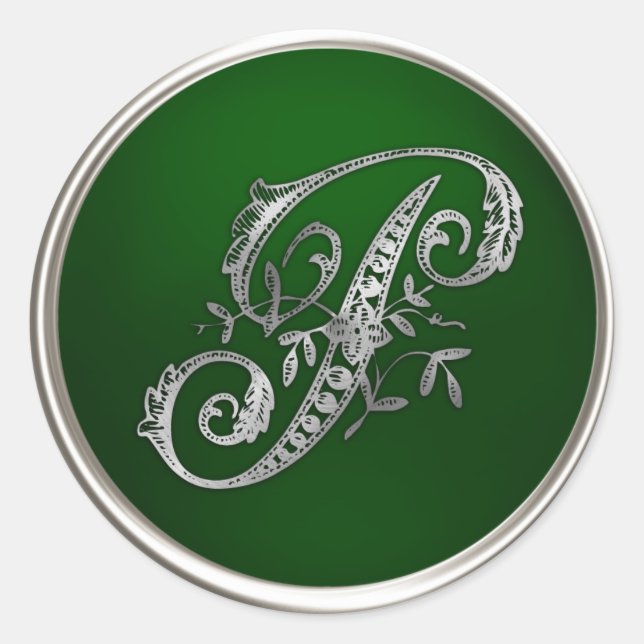 Silver und Emerald Monogram P Umschlag Aufkleber (Vorderseite)