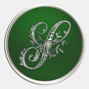 Silver und Emerald Monogram S Umschlag Aufkleber
