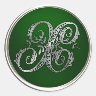 Silver und Emerald Monogram X Umschlag Aufkleber