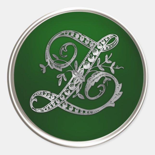 Silver und Emerald Monogram Z Umschlag Aufkleber (Vorderseite)