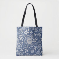 Silver und French Blue Viktorianisch Lace Monogram