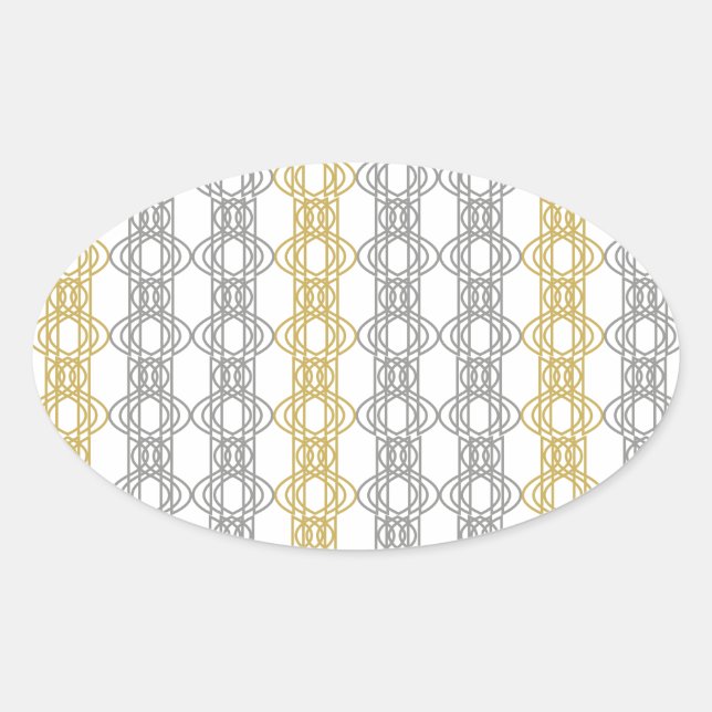 Silver- und Gold-Muster Ovaler Aufkleber (Vorderseite)