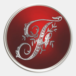 Silver und Red Monogram F Umschlag Aufkleber