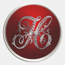Silver und Red Monogram H Umschlag Aufkleber