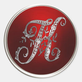 Silver und Red Monogram K Umschlag Aufkleber