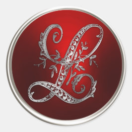 Silver und Red Monogram L Umschlag Aufkleber