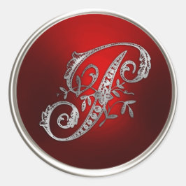 Silver und Red Monogram P Umschlag Aufkleber
